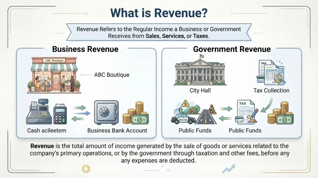 Income that a business or government receives regularly from sales or taxes.