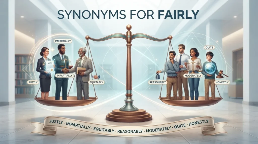 Synonyms for Fairly