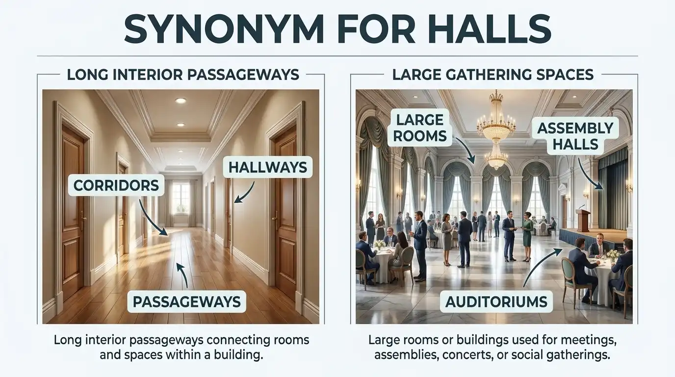 synonym for halls