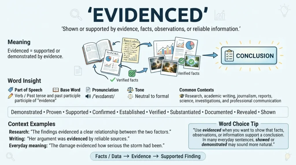 Synonym for Evidenced